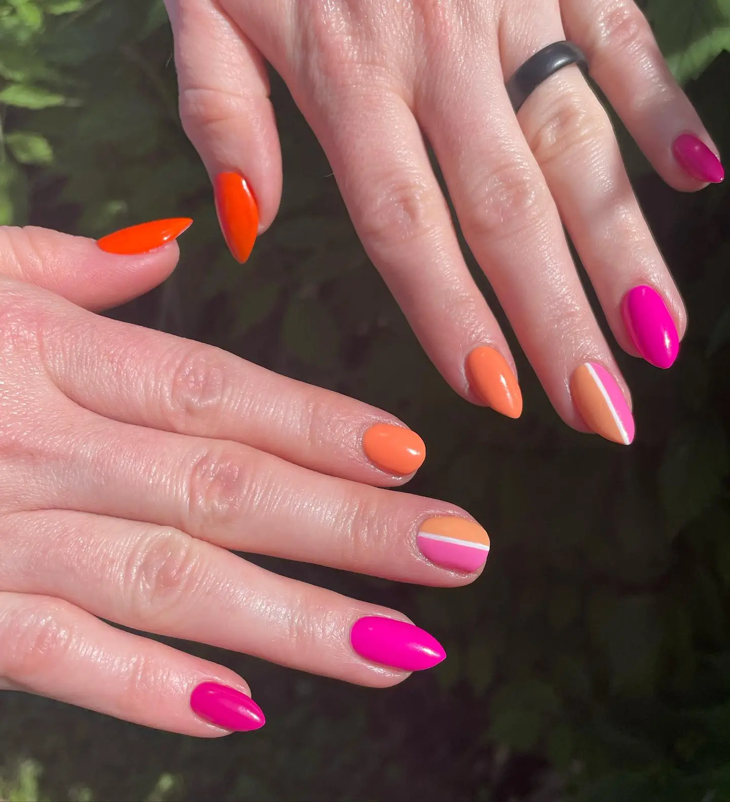 Vibrant Gradient LGBT Nail Art Design