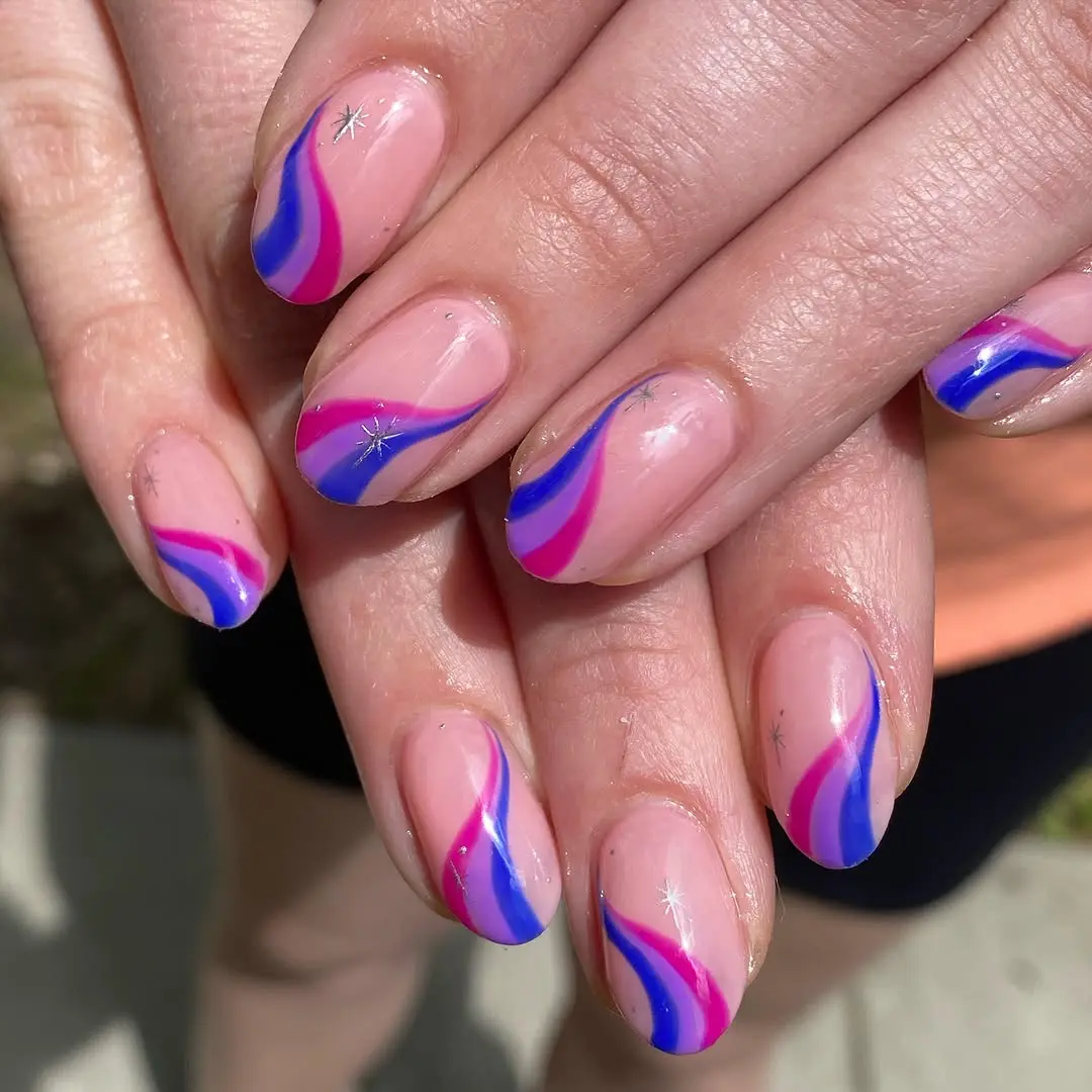 Trendy ombre striped LGBT-inspired nail art