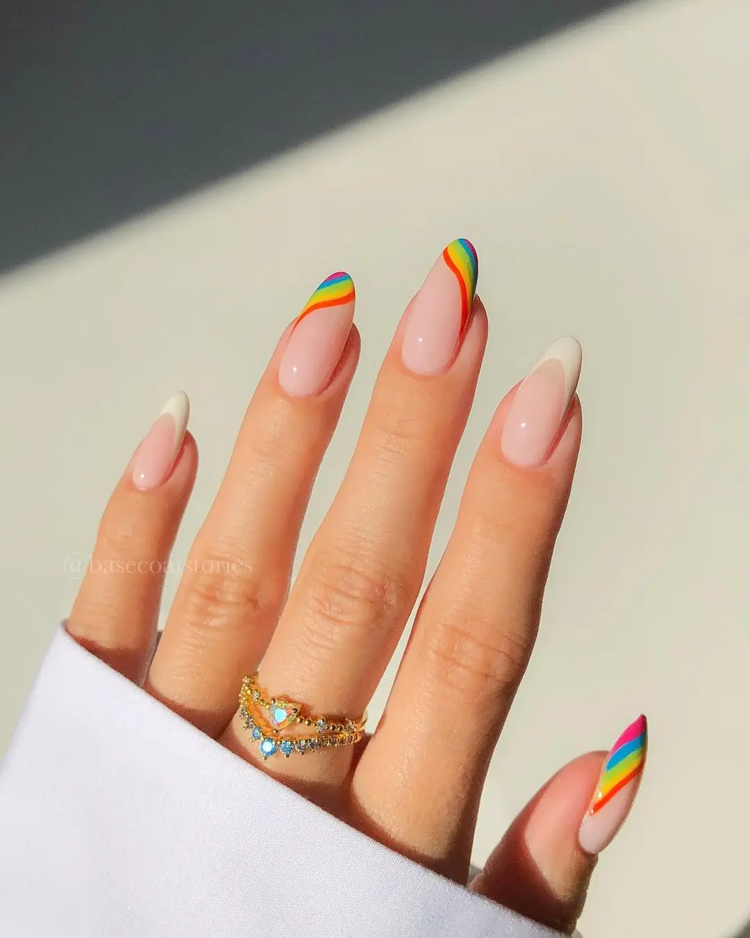 Vibrant rainbow tips with soft base color