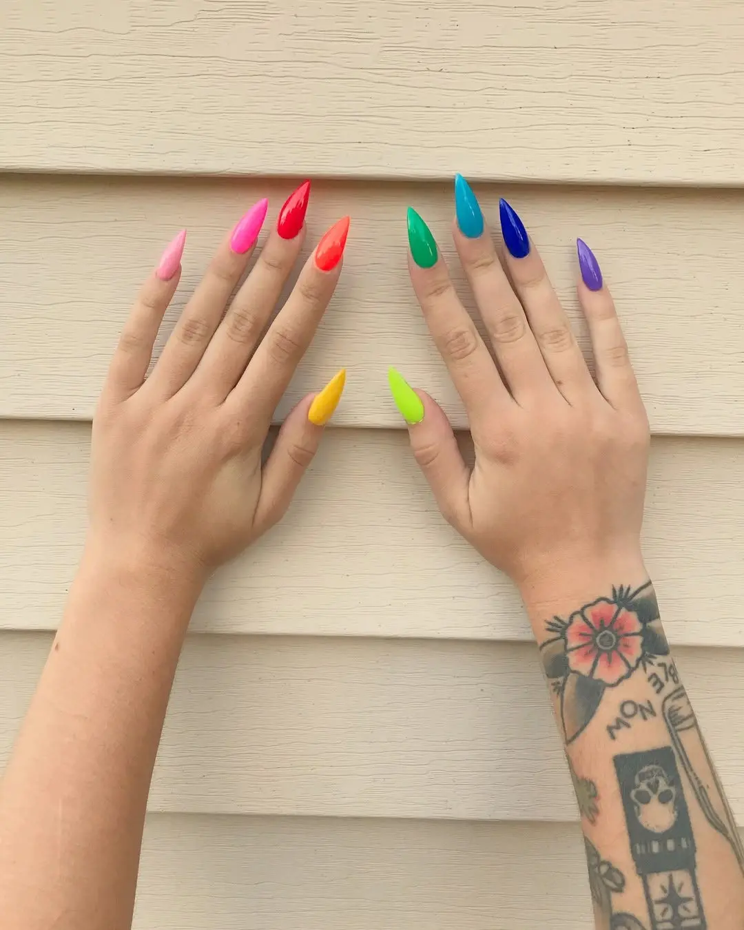 Vibrant rainbow nails celebrating LGBT pride
