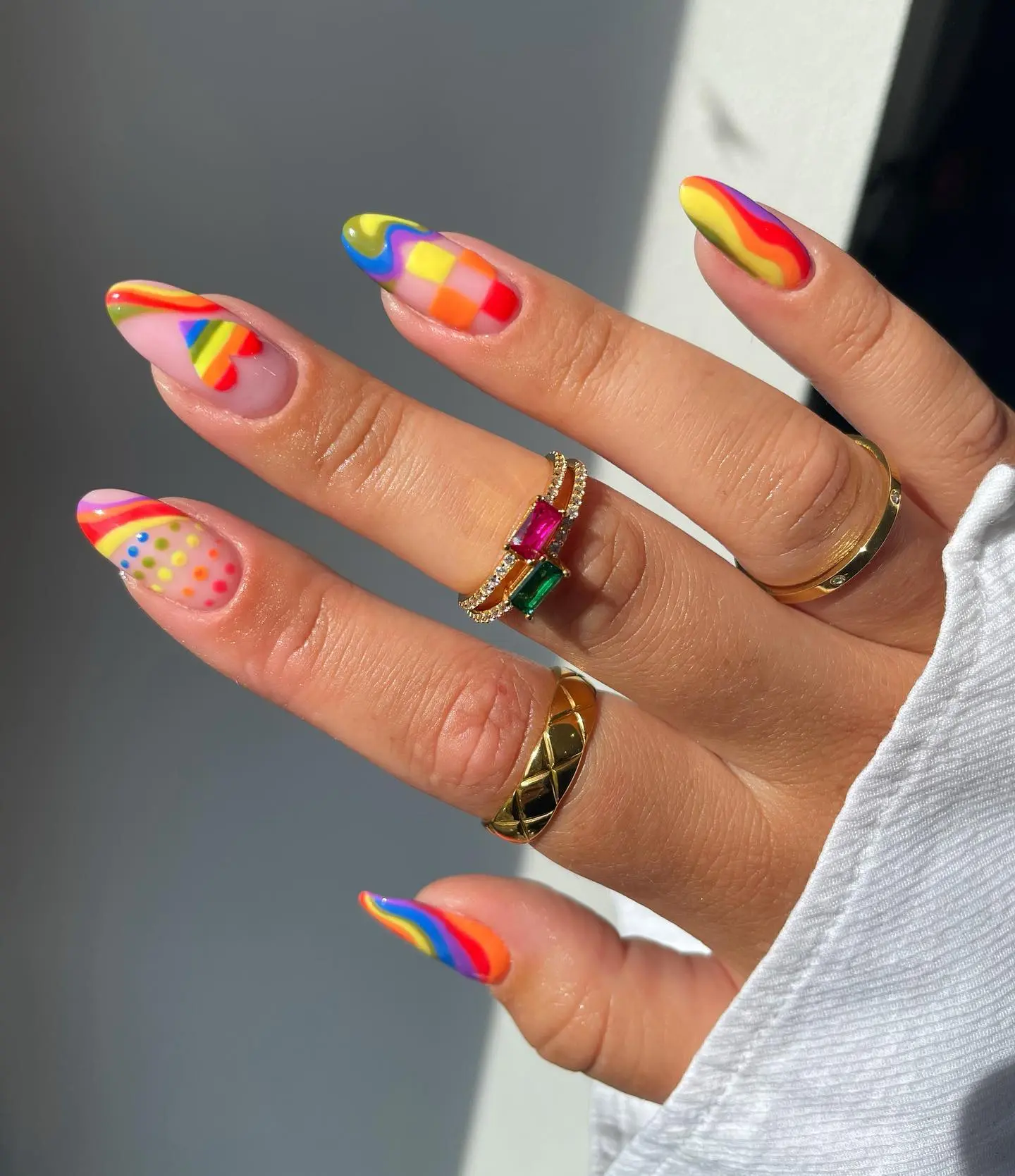 Vibrant and playful LGBT-themed nail art