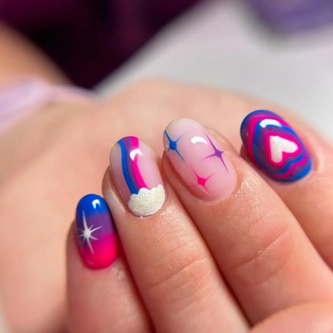 Vibrant pride nails with playful designs