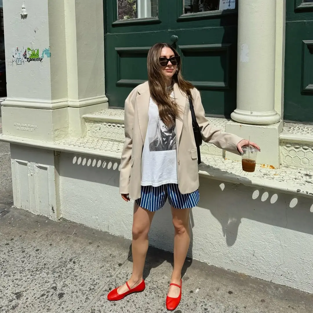 Effortlessly chic linen shorts styled for summer.