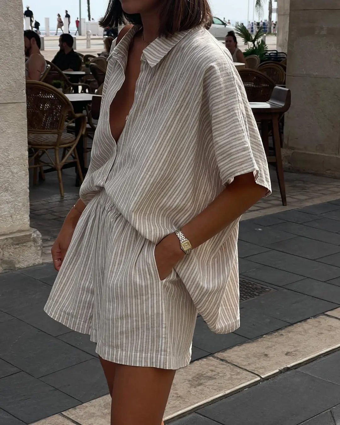Chic Summer Linen Shorts and Shirt Combo