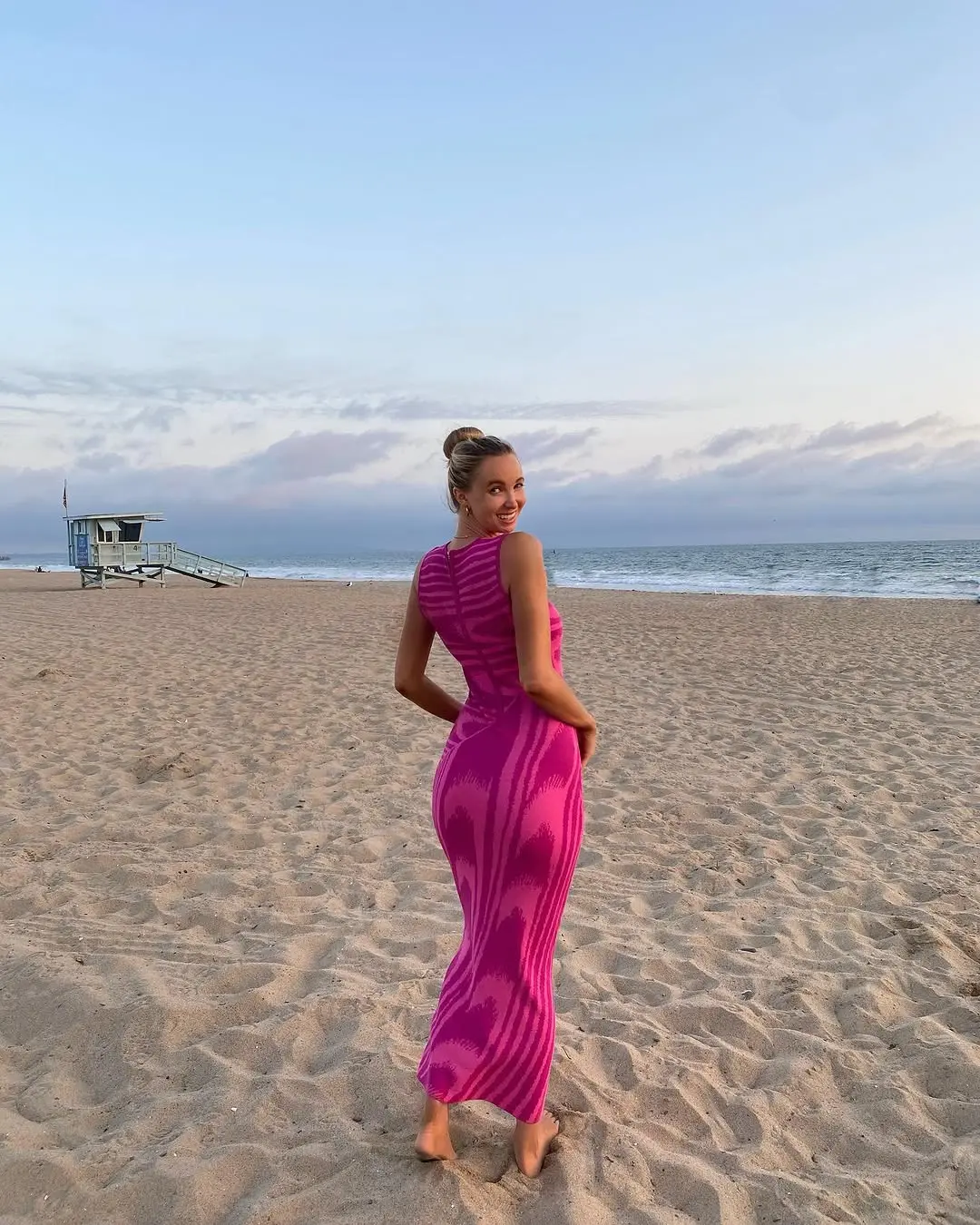Chic Pink Striped Maxi Dress by the Shore