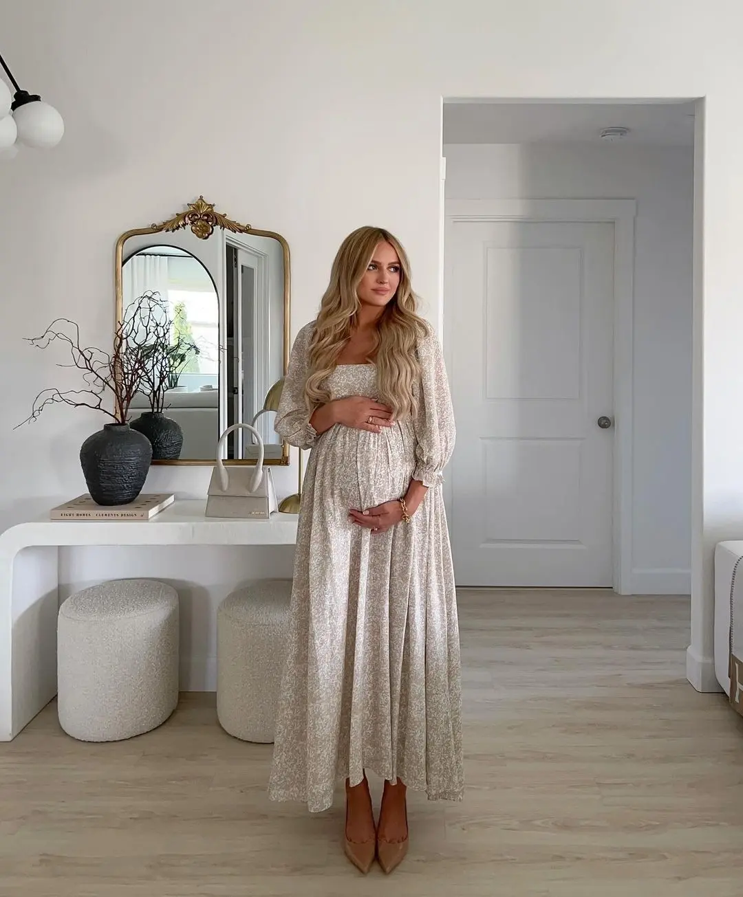 Elegant maternity maxi dress for stylish comfort