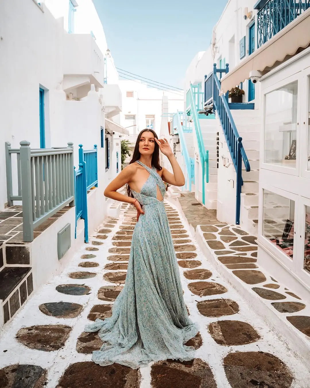 Chic Maxi Dress for a Stroll in Mykonos
