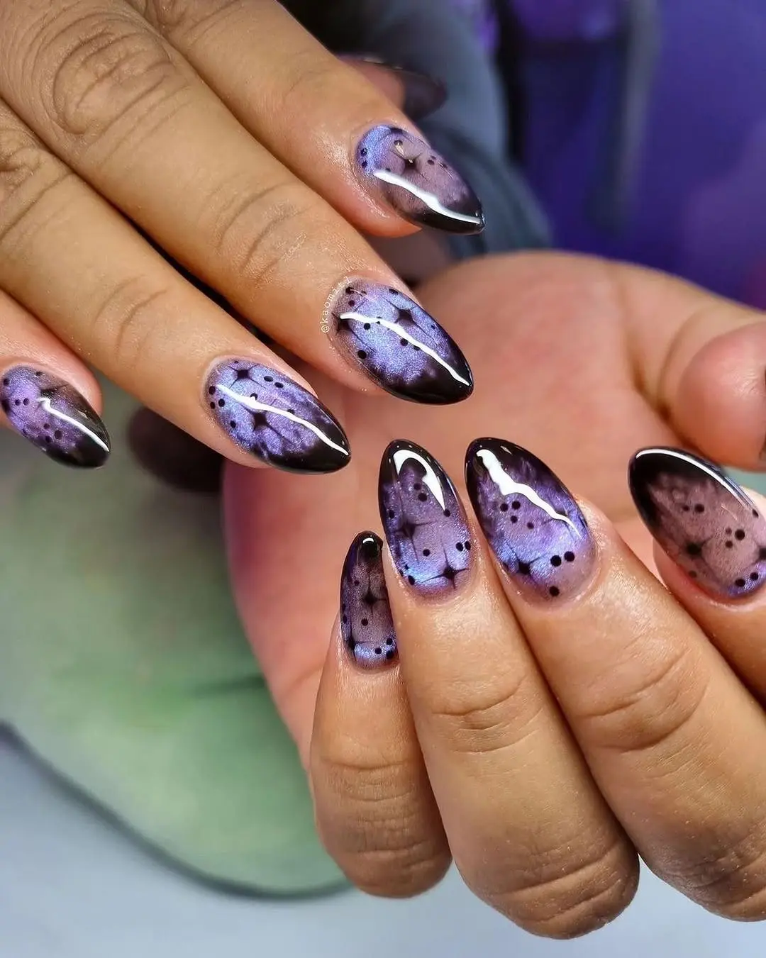 Enchanting Purple and Black Ombre Nails