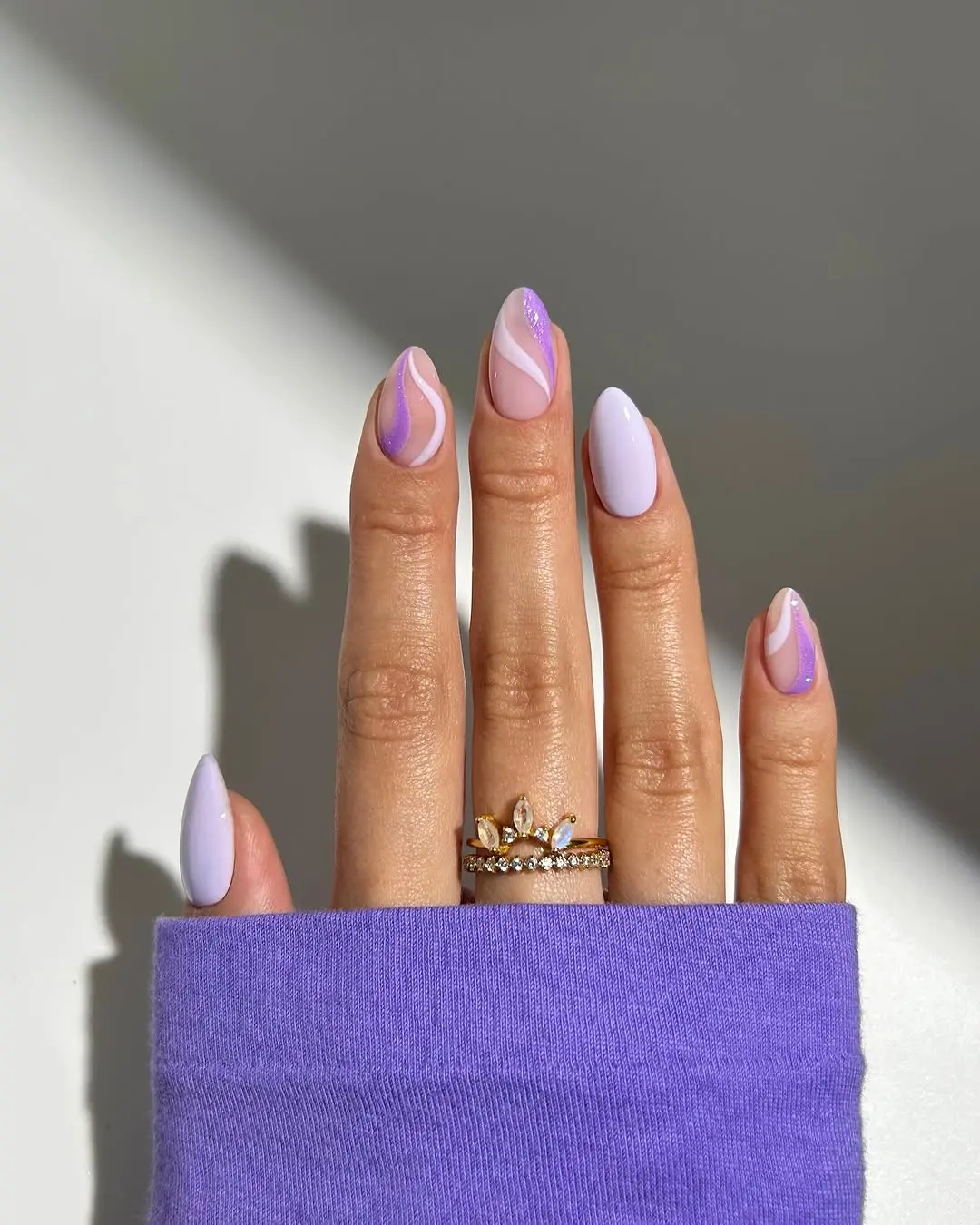 Elegant pastel swirls for Easter nail art