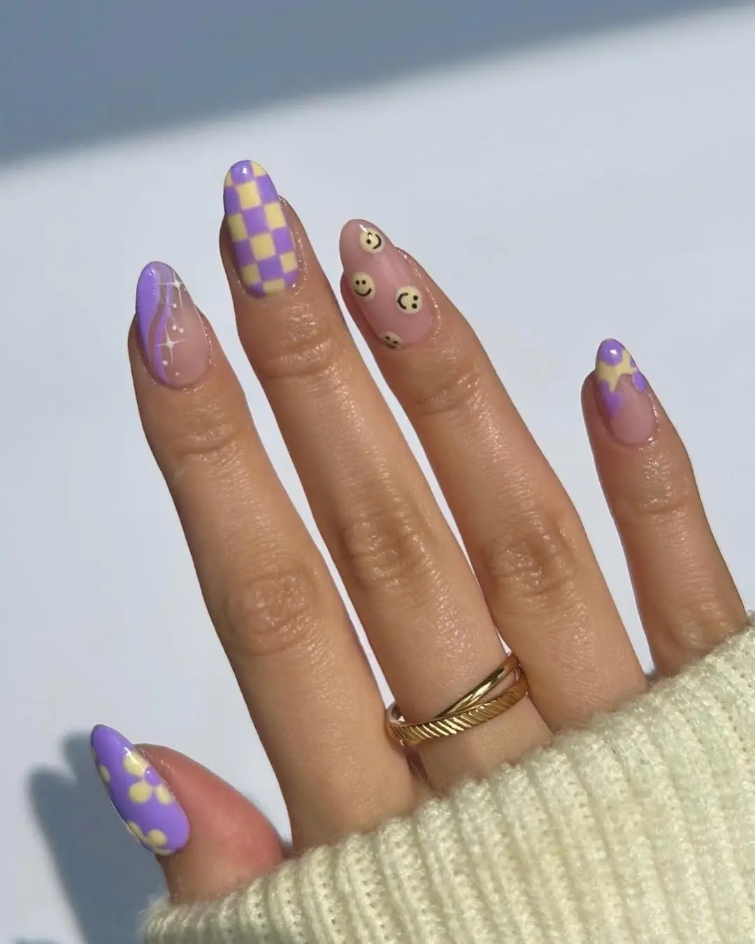 Colorful and fun pastel spring nail design