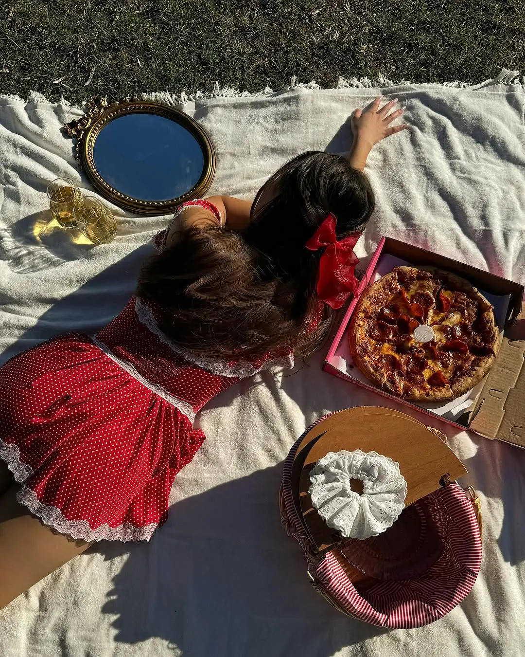 Charming red checkered dress for a picnic