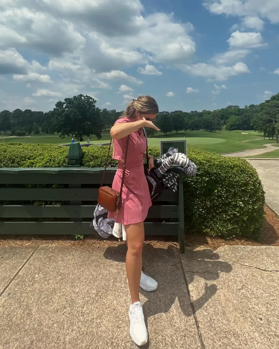 Stylish pink golf dress for sunny days