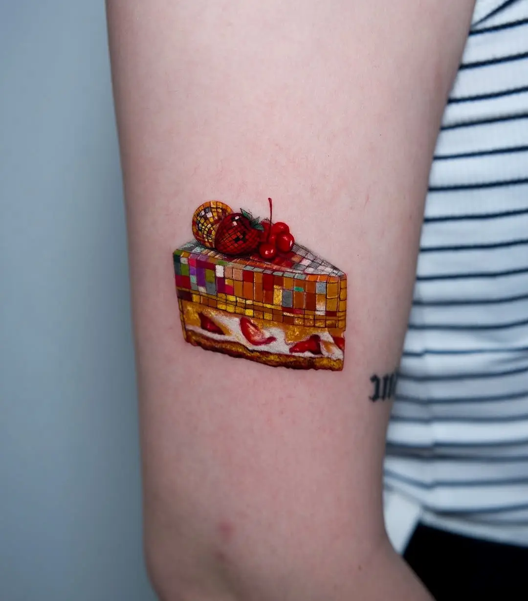 Deliciously detailed cake tattoo design