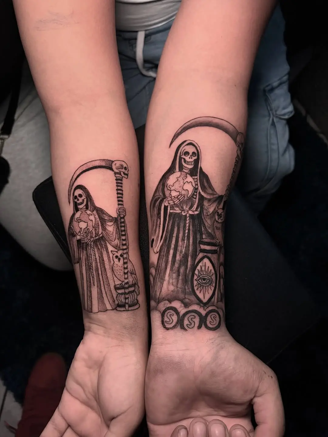 Visually captivating Santa Muerte tattoo design