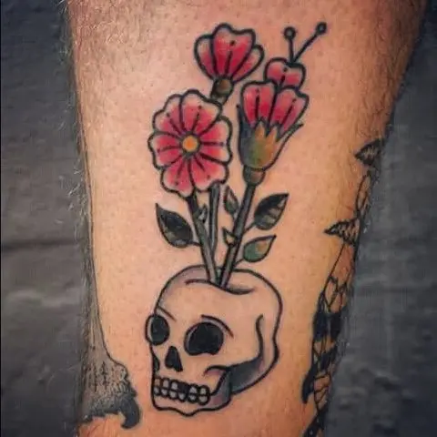 Unique skull flower design with vibrant colors