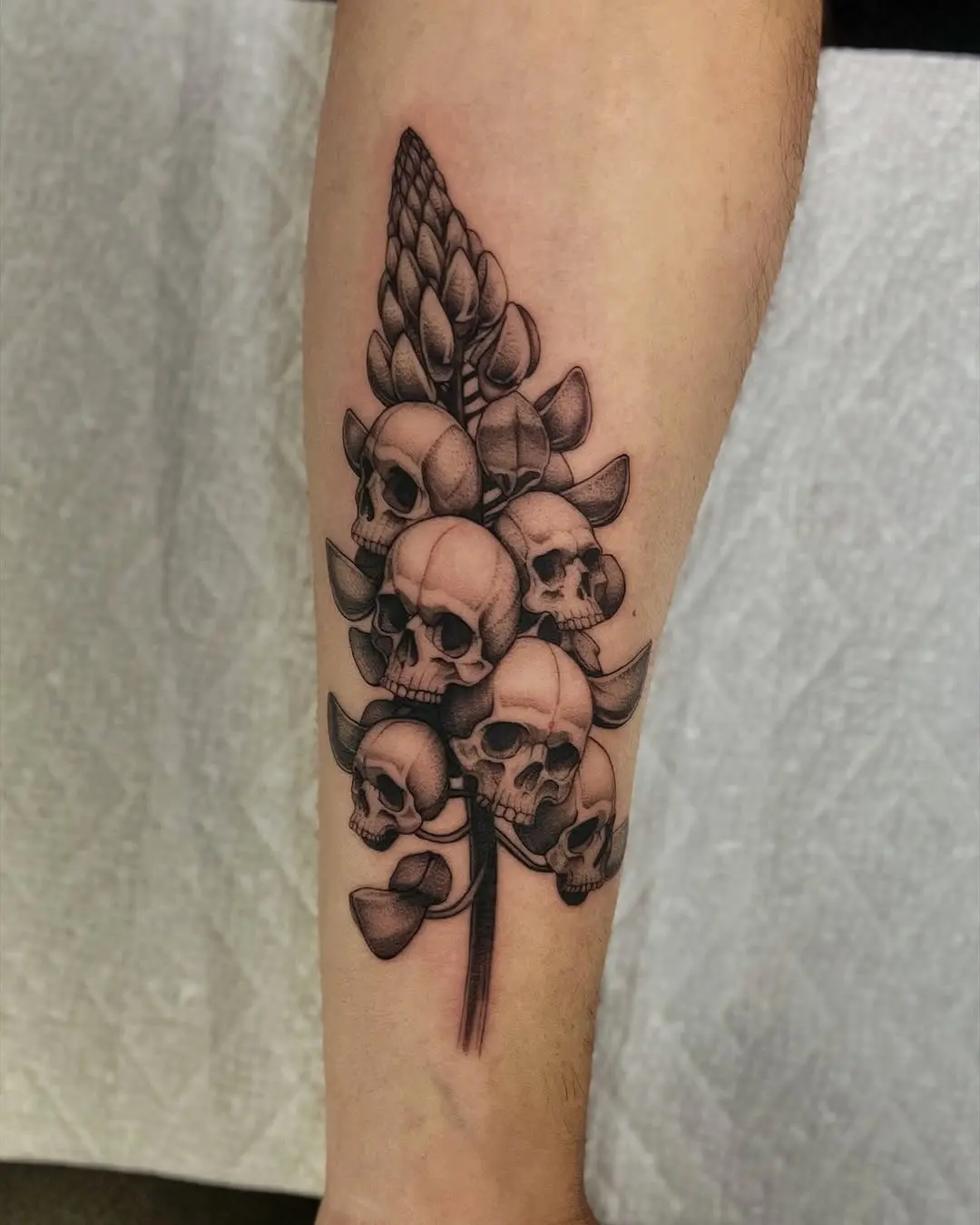 Unique design with skulls and floral elements