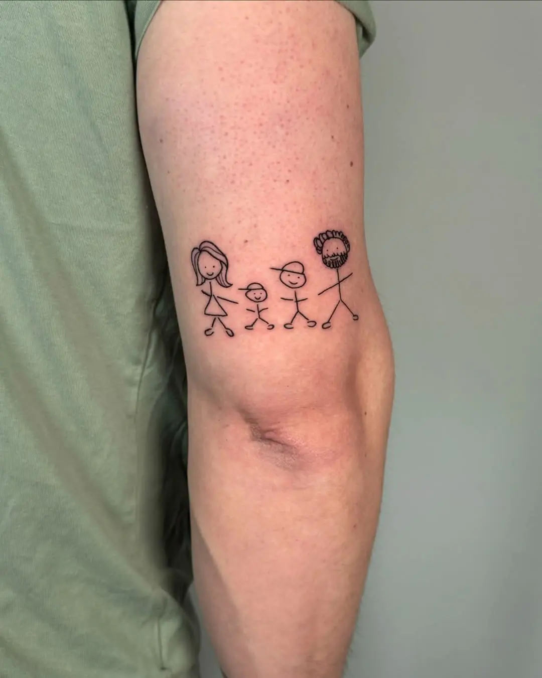 Playful Family Stick Figure Tattoo Design
