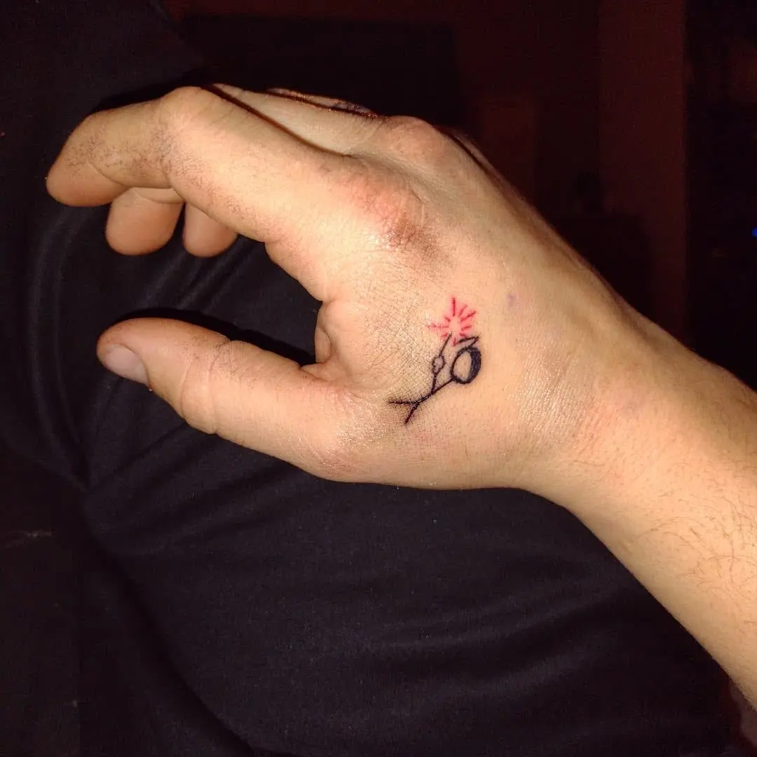 Charming stick figure flower tattoo on hand