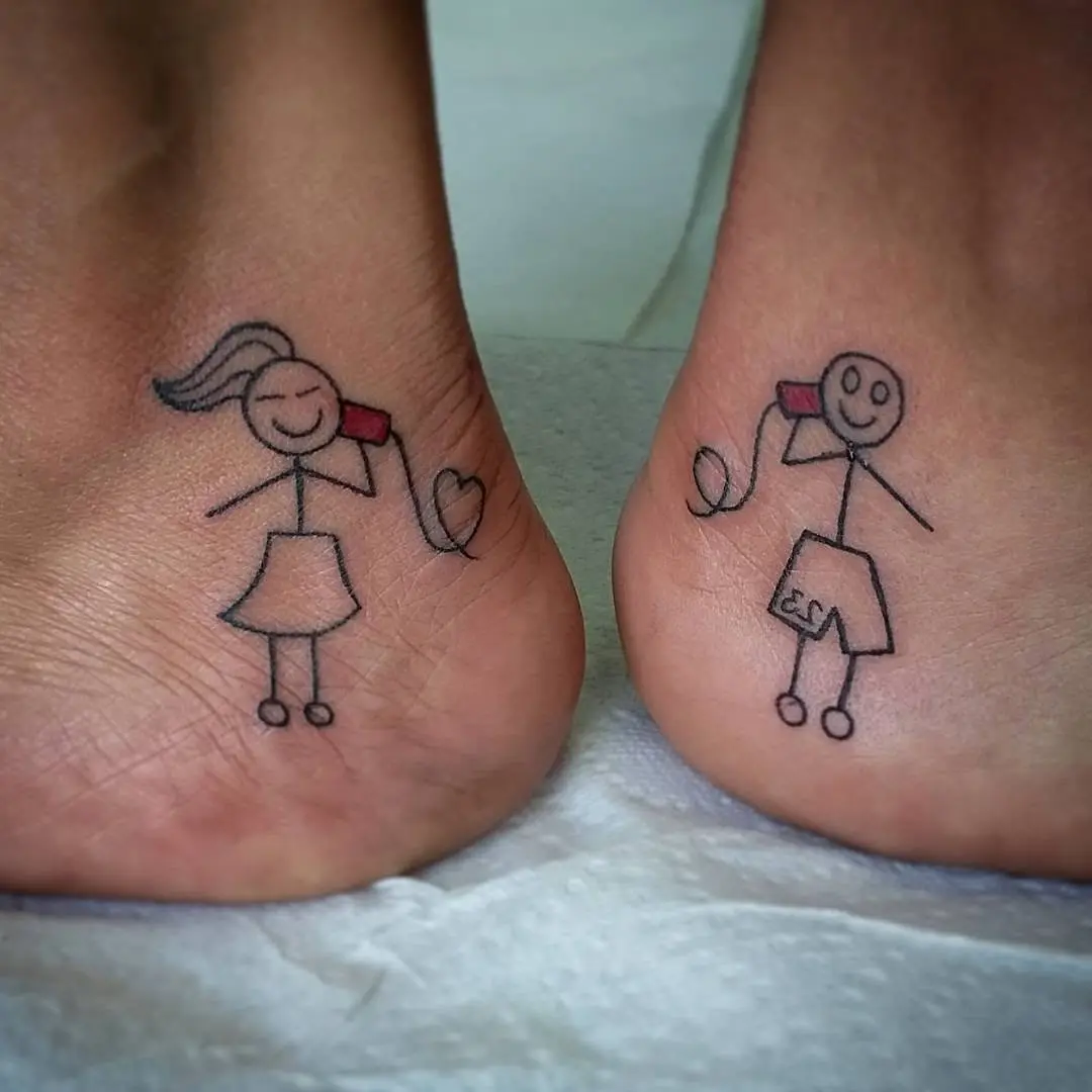 Charming stick figures in playful phone poses