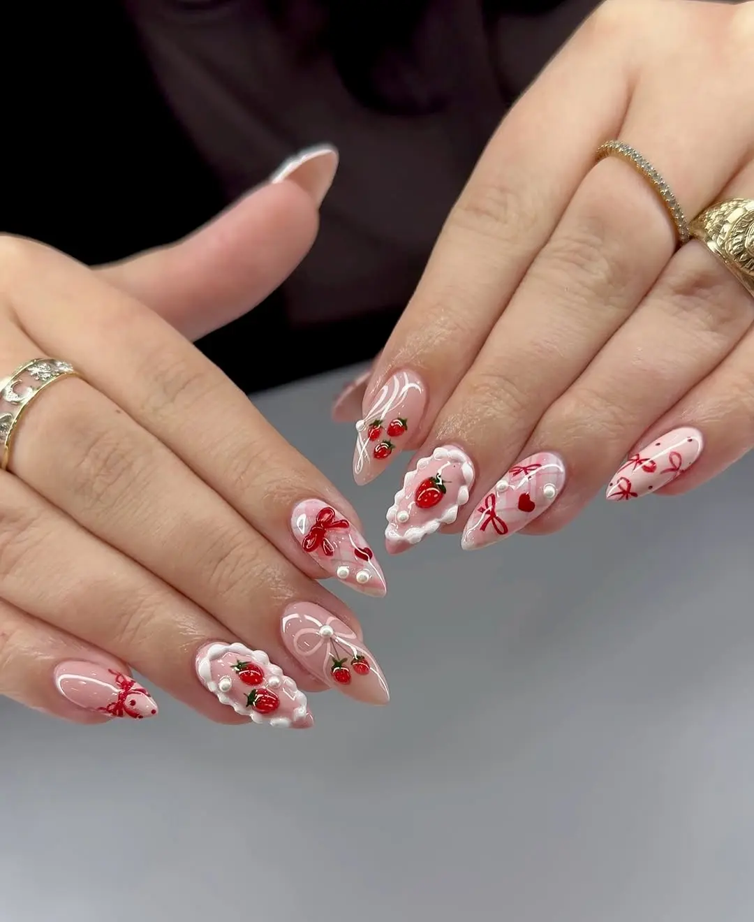 Charming Strawberry-Inspired Nail Art Design
