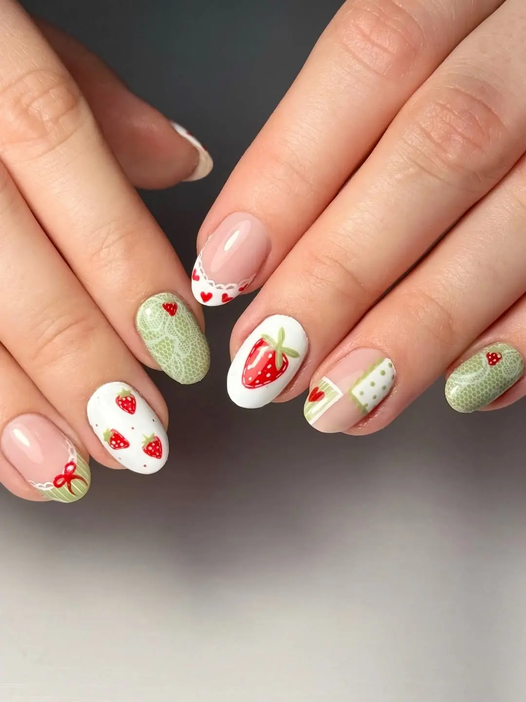 Sweet strawberry nail art perfect for summer