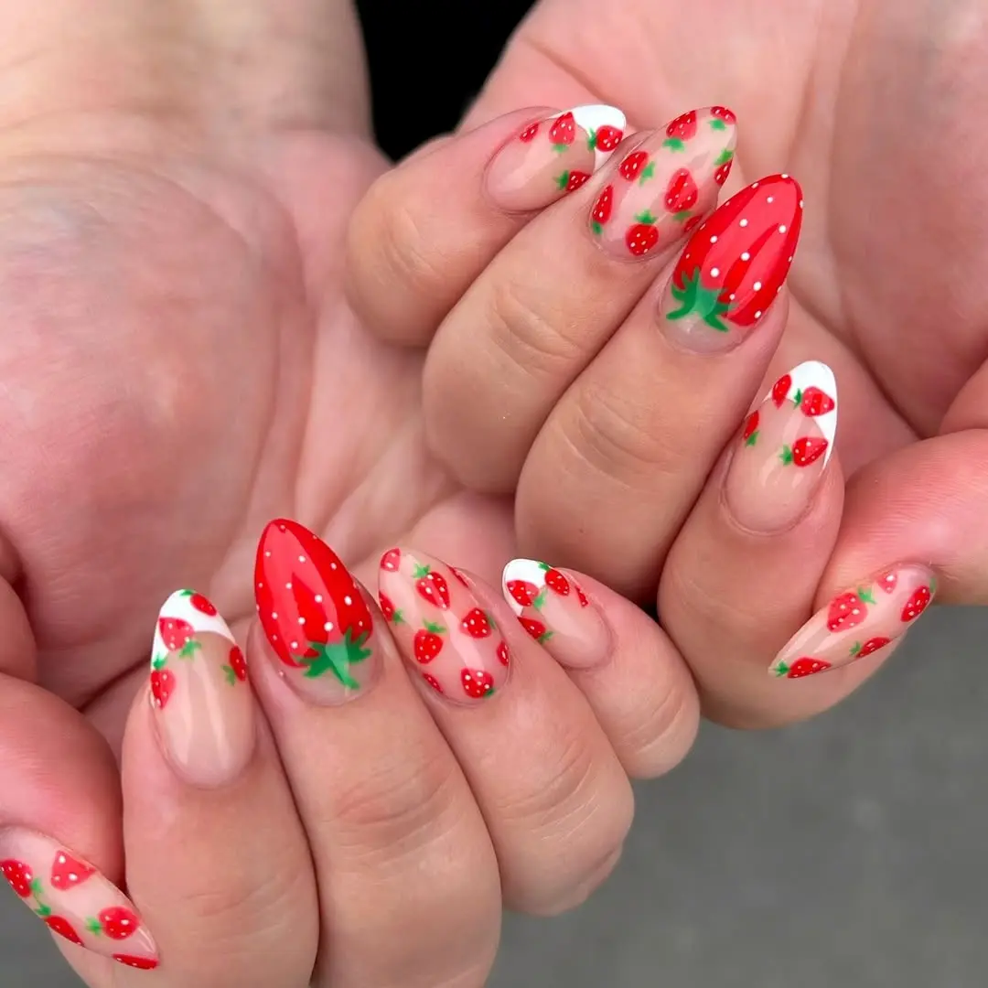 Playful strawberry nails for vibrant summer vibes
