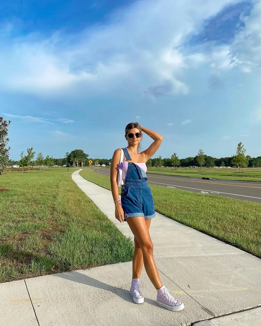Chic Summer Vibes in Denim Overalls
