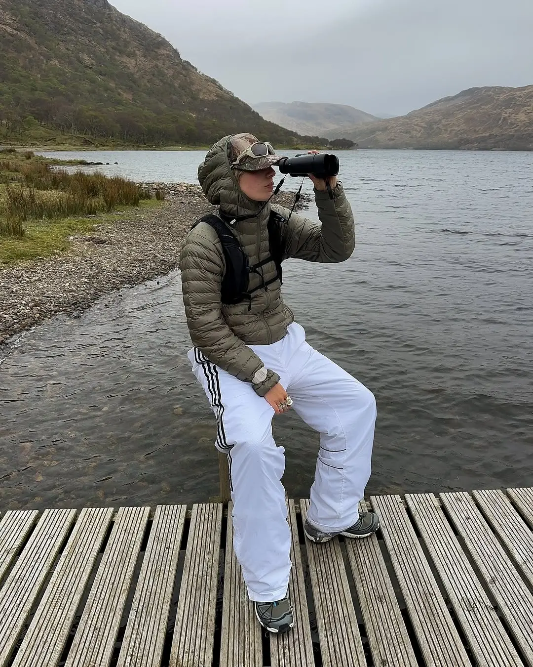 Stylish Hiker by the Lakeside