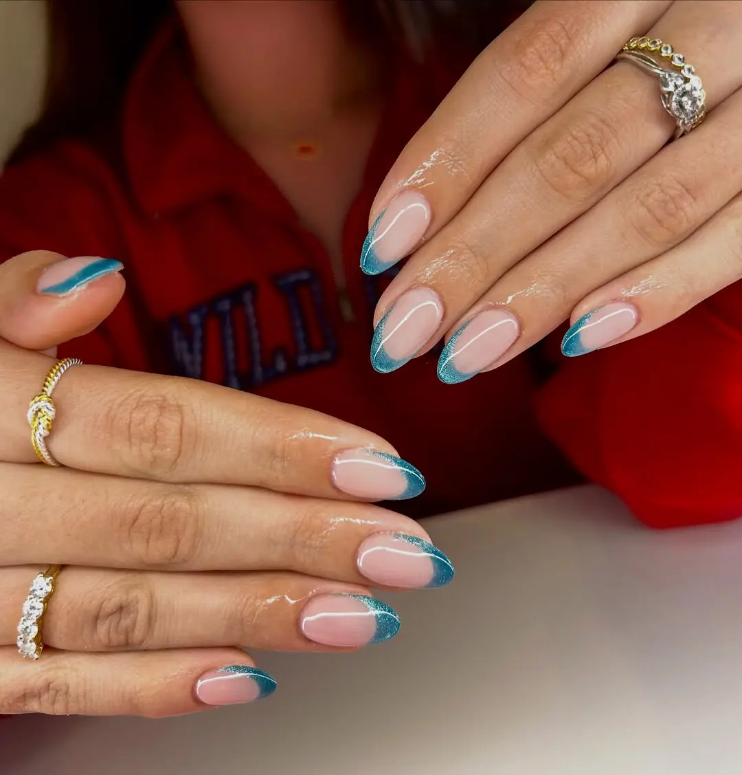 Chic turquoise French tip nail design