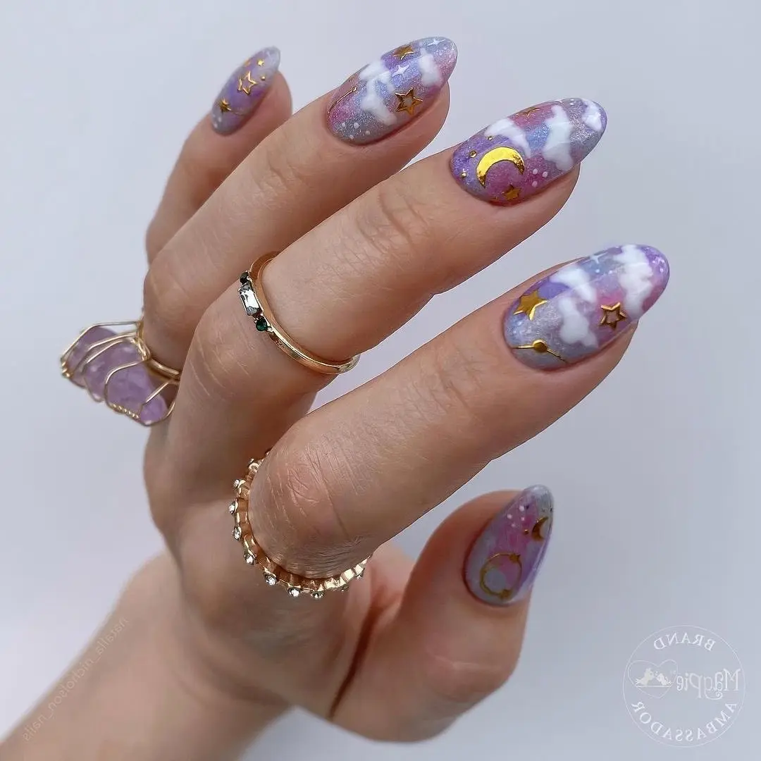 Whimsical unicorn-themed nail art design