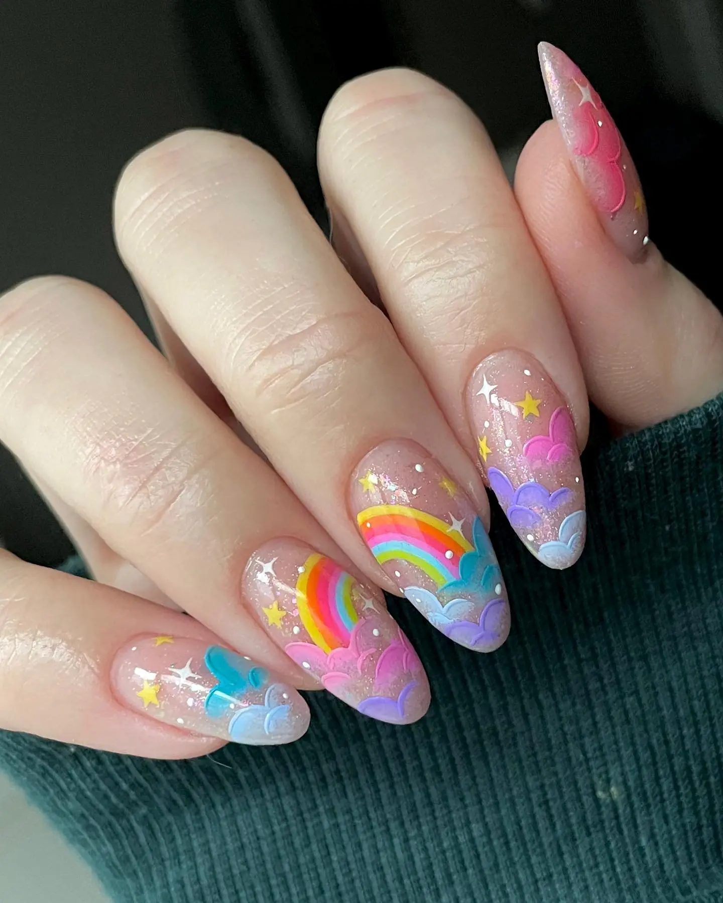 Whimsical unicorn nails with vibrant colors