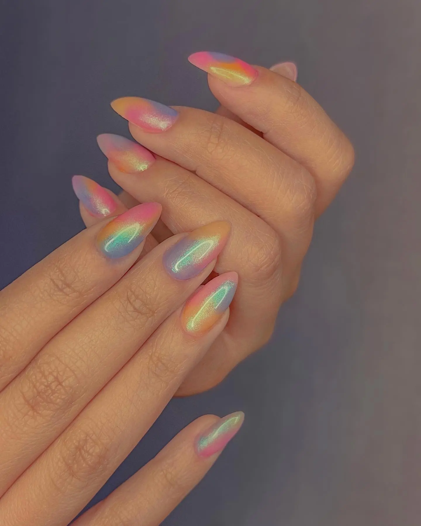 Stylish Shimmery Rainbow Unicorn Nails