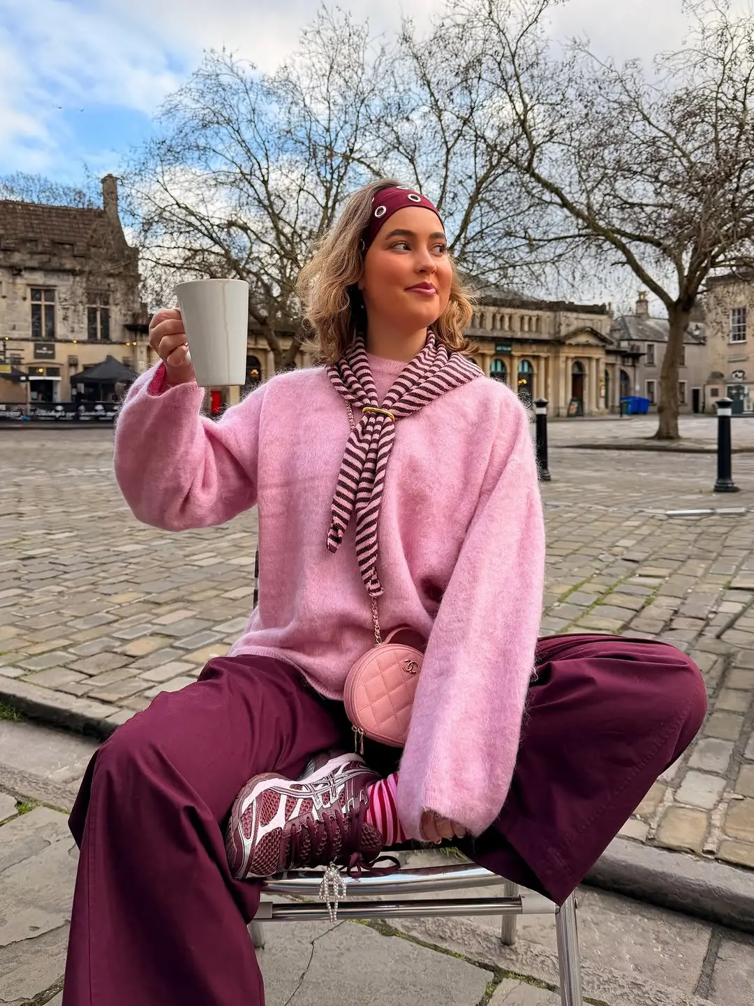Casual streetwear vibe with a touch of pink