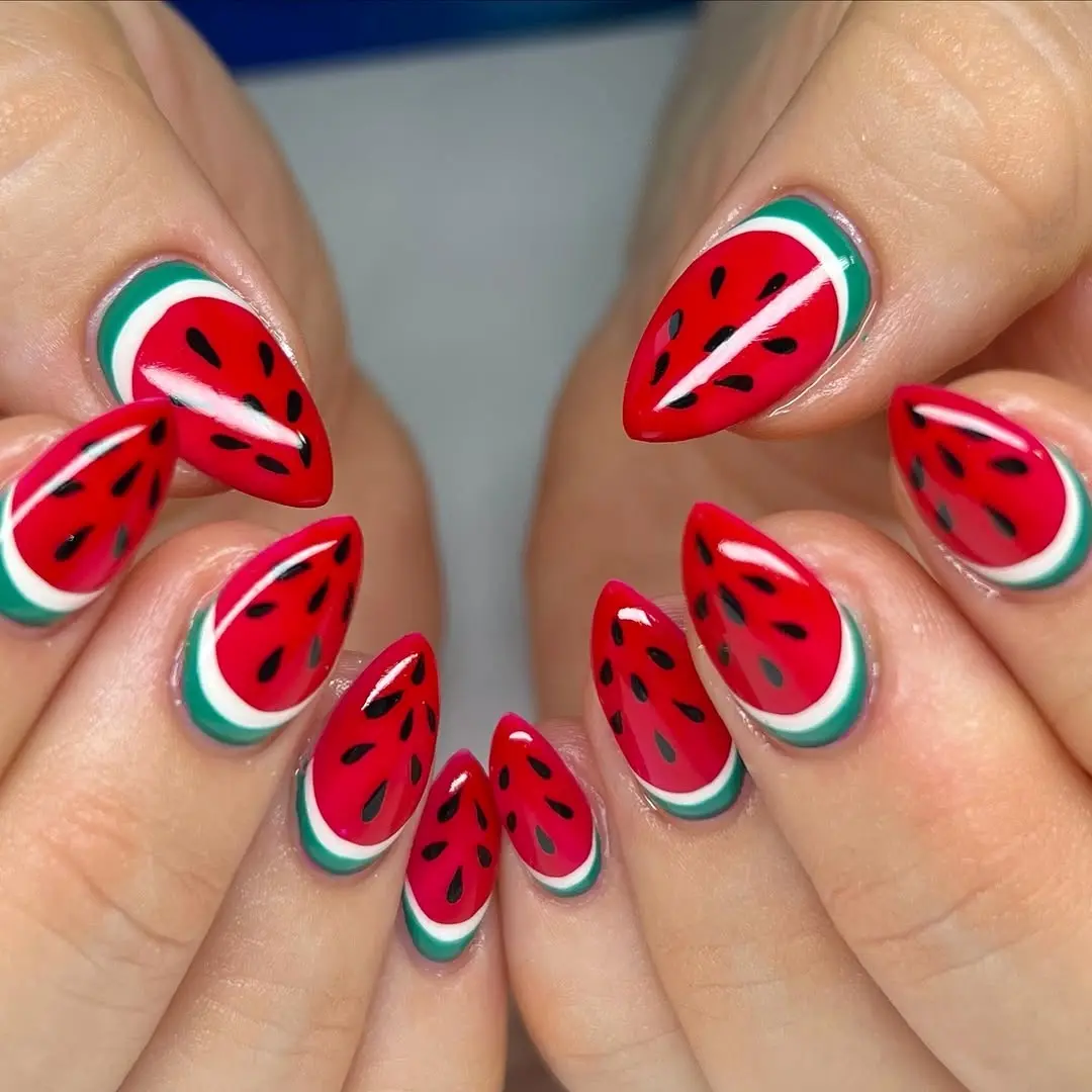 Playful watermelon designs for your nails