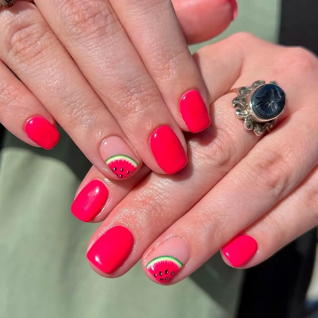 Fresh and fun watermelon nail design