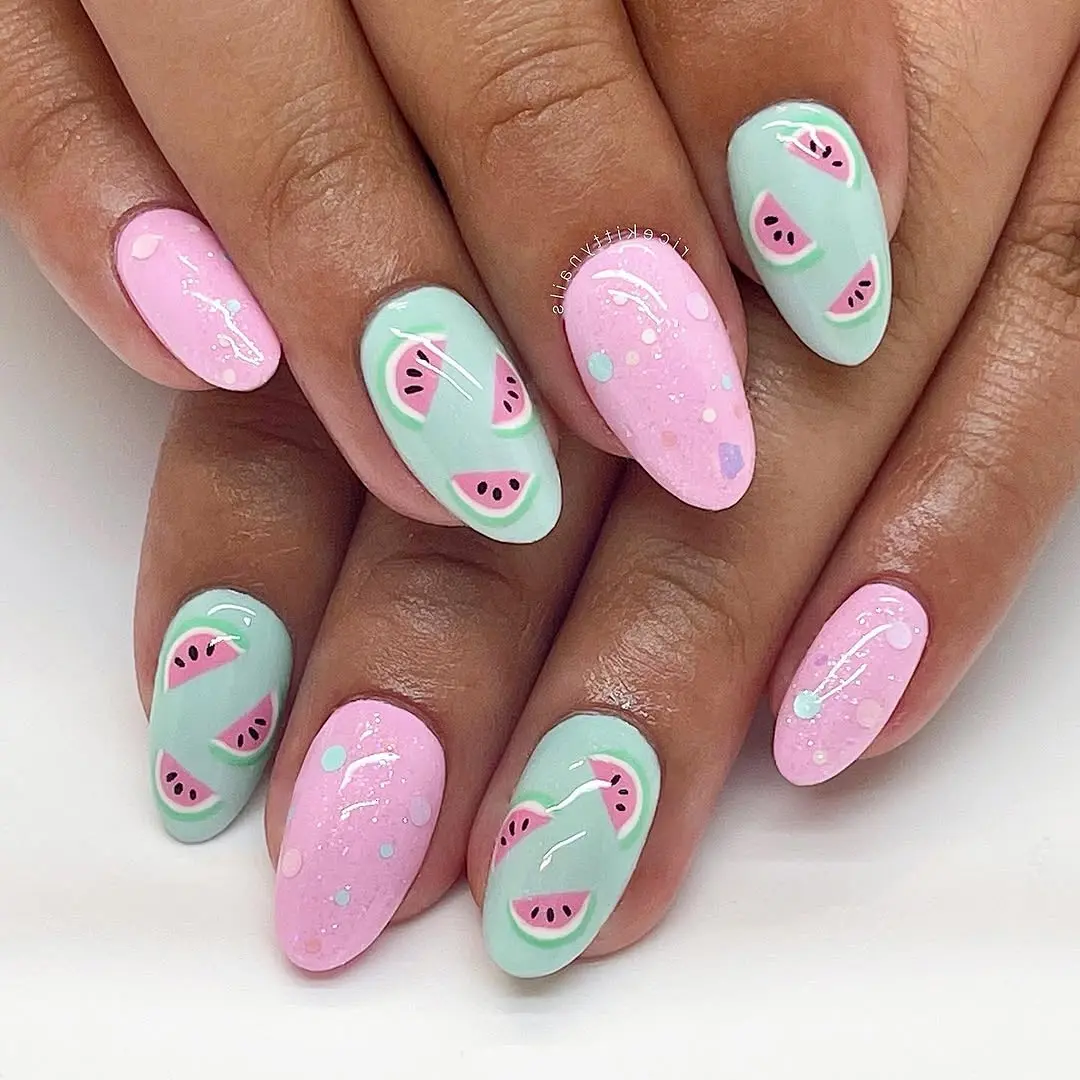 Fresh and Juicy Watermelon Nail Art Design