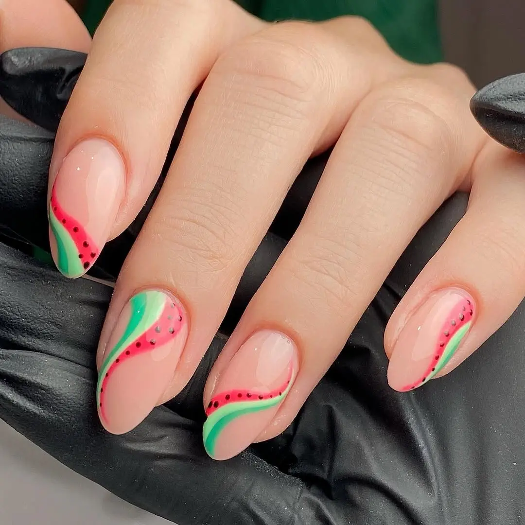 Charming Watermelon Nail Art for Summer Vibes