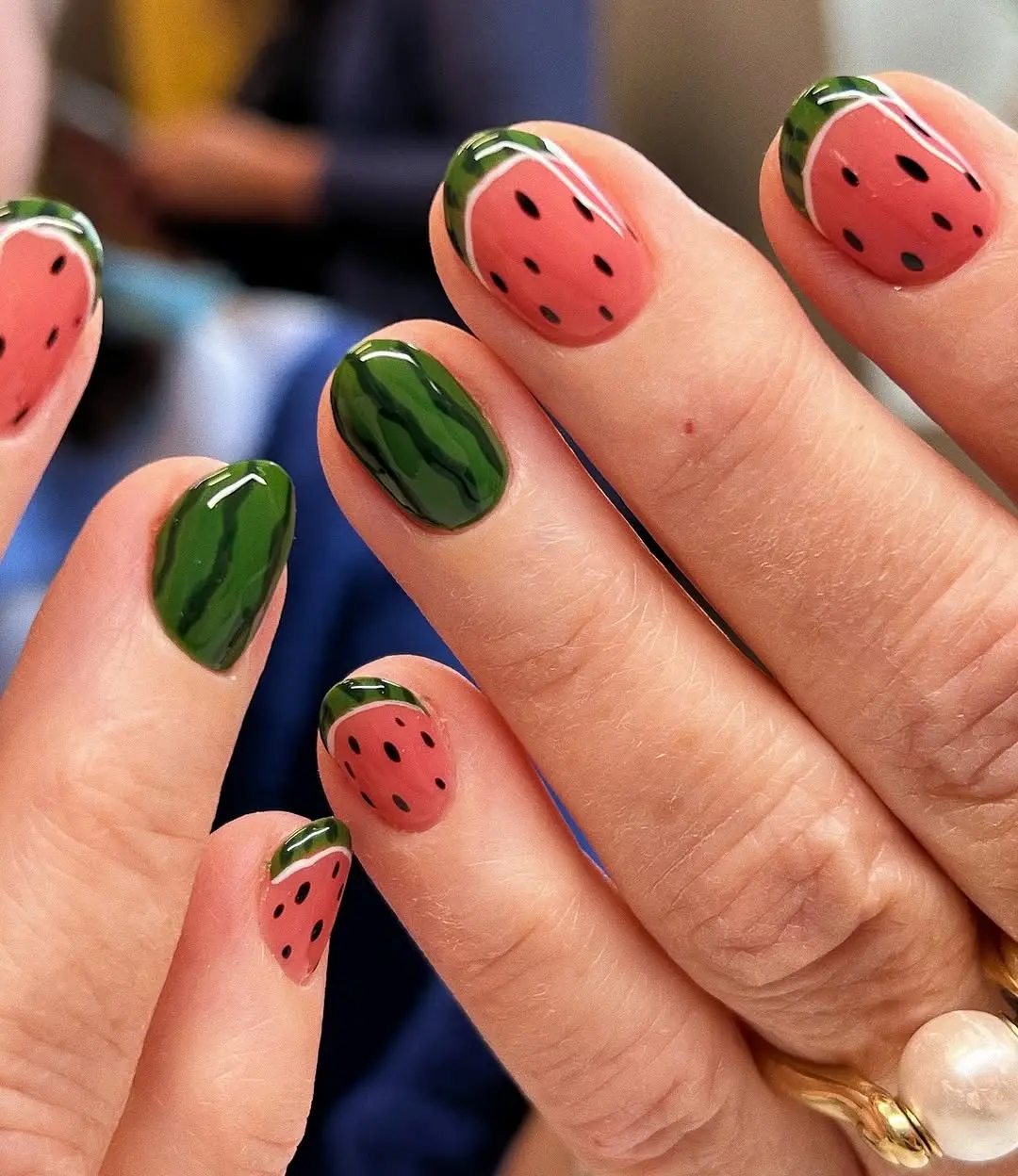 Vibrant and playful watermelon nail art