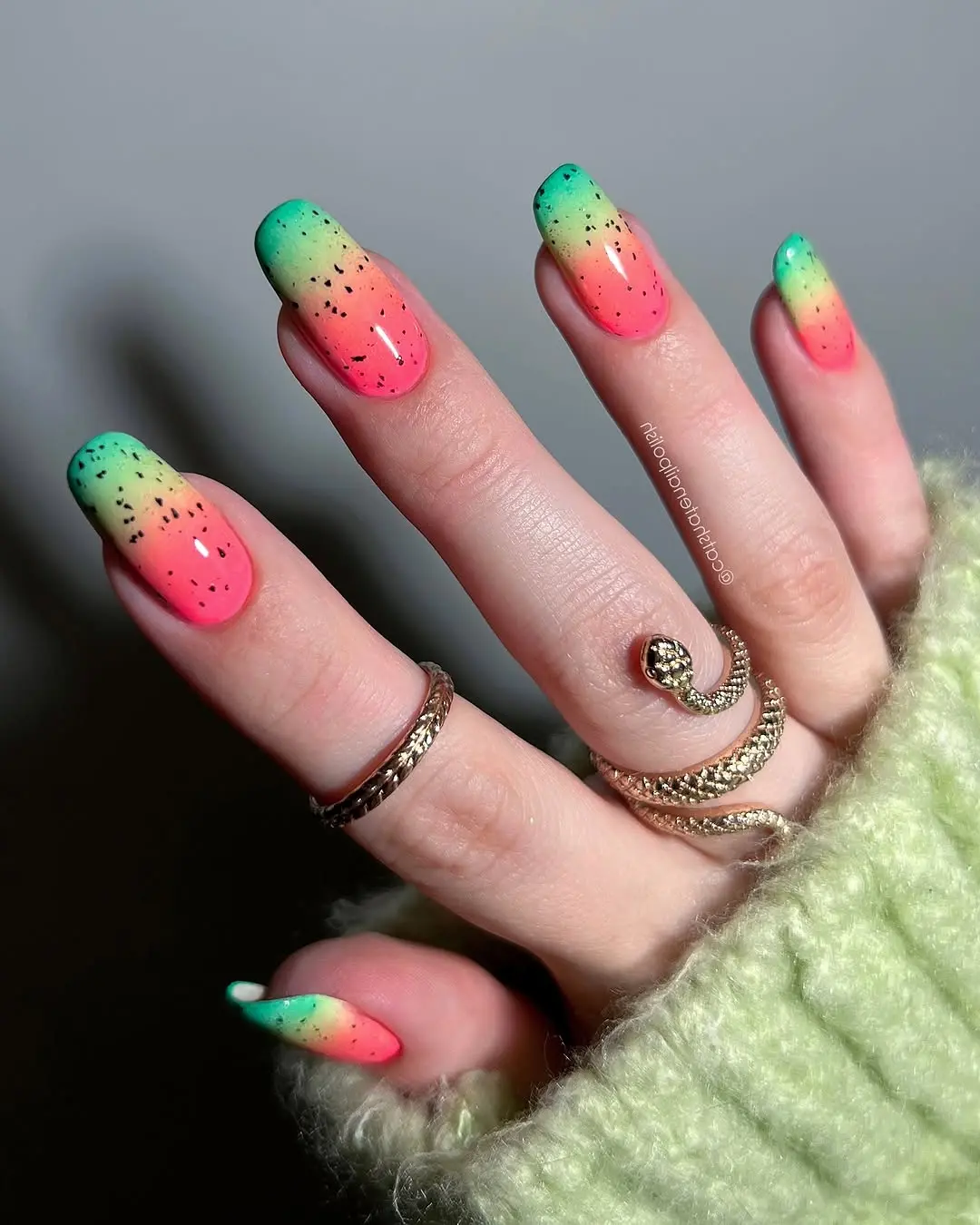 Vibrant watermelon nails for playful summer style