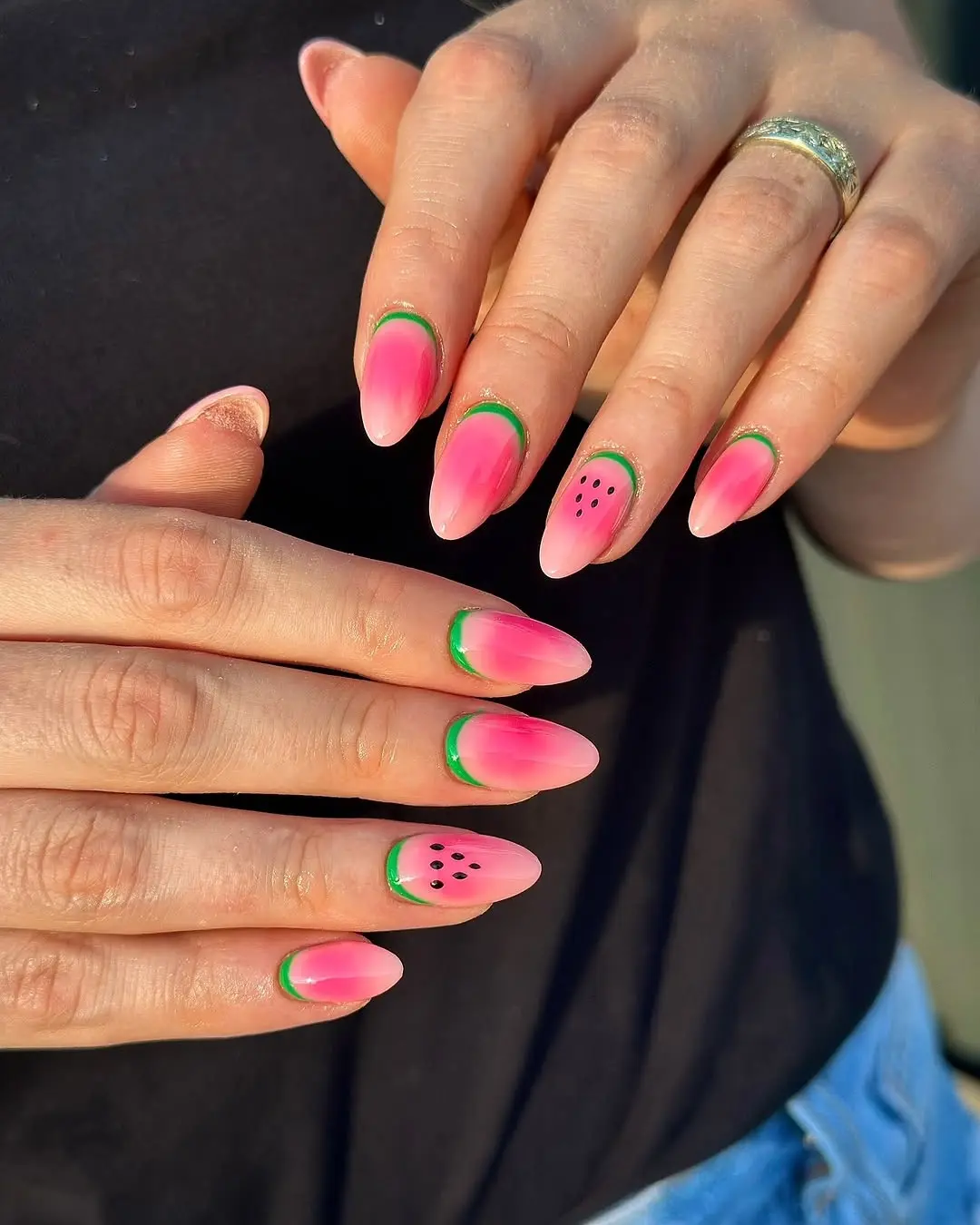 Bright and playful watermelon nail art design