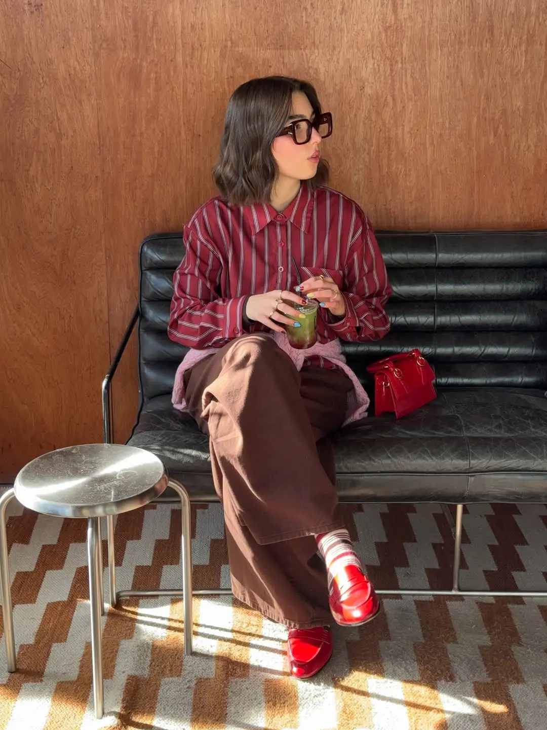 Chic Stripes with Bold Red Accents