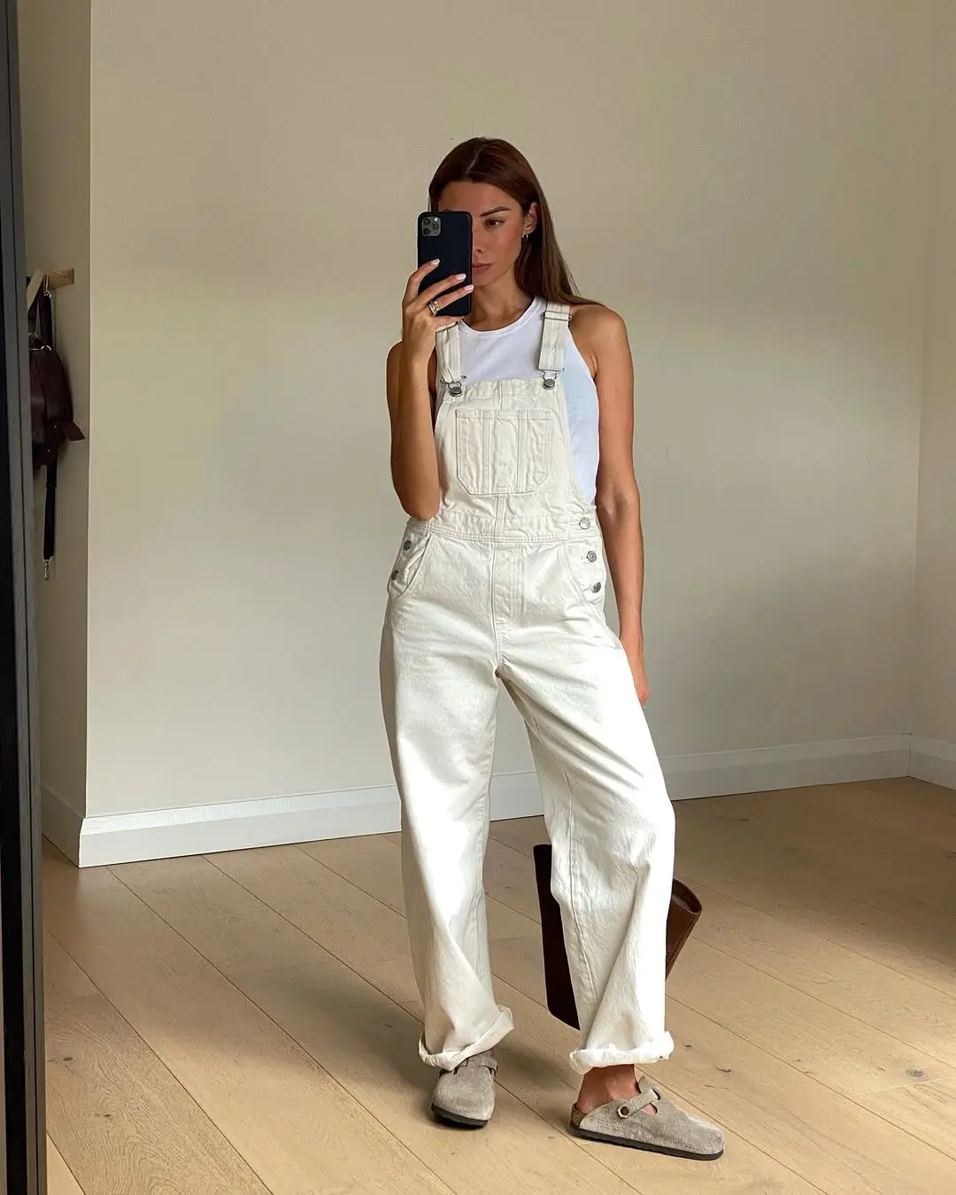 Chic and Casual White Overall Ensemble