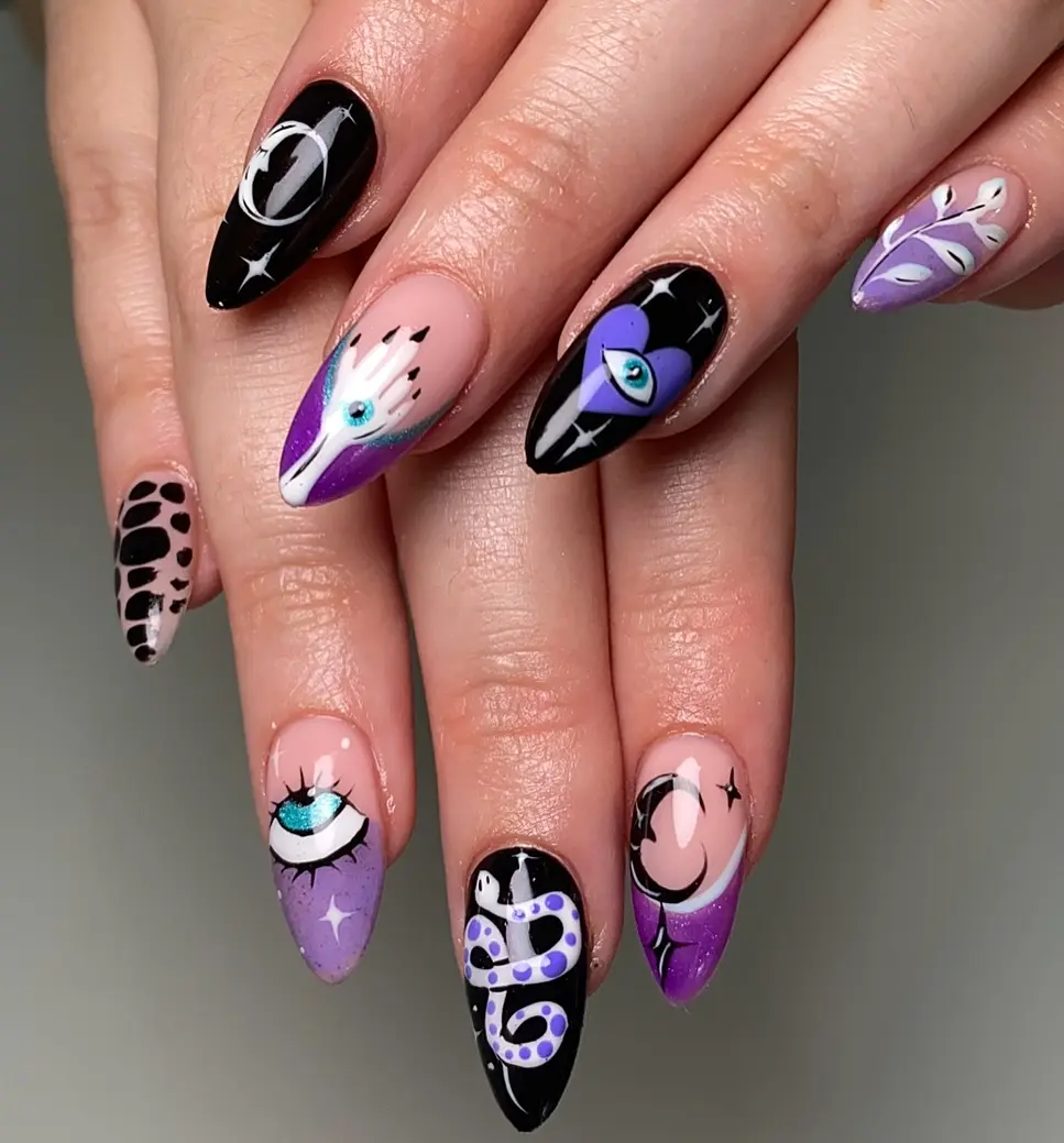 Enchanting witchy nails with mystical designs