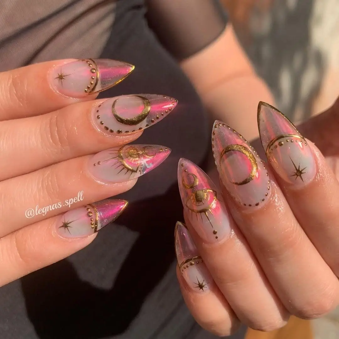 Celestial-Inspired Witchy Nail Art Design