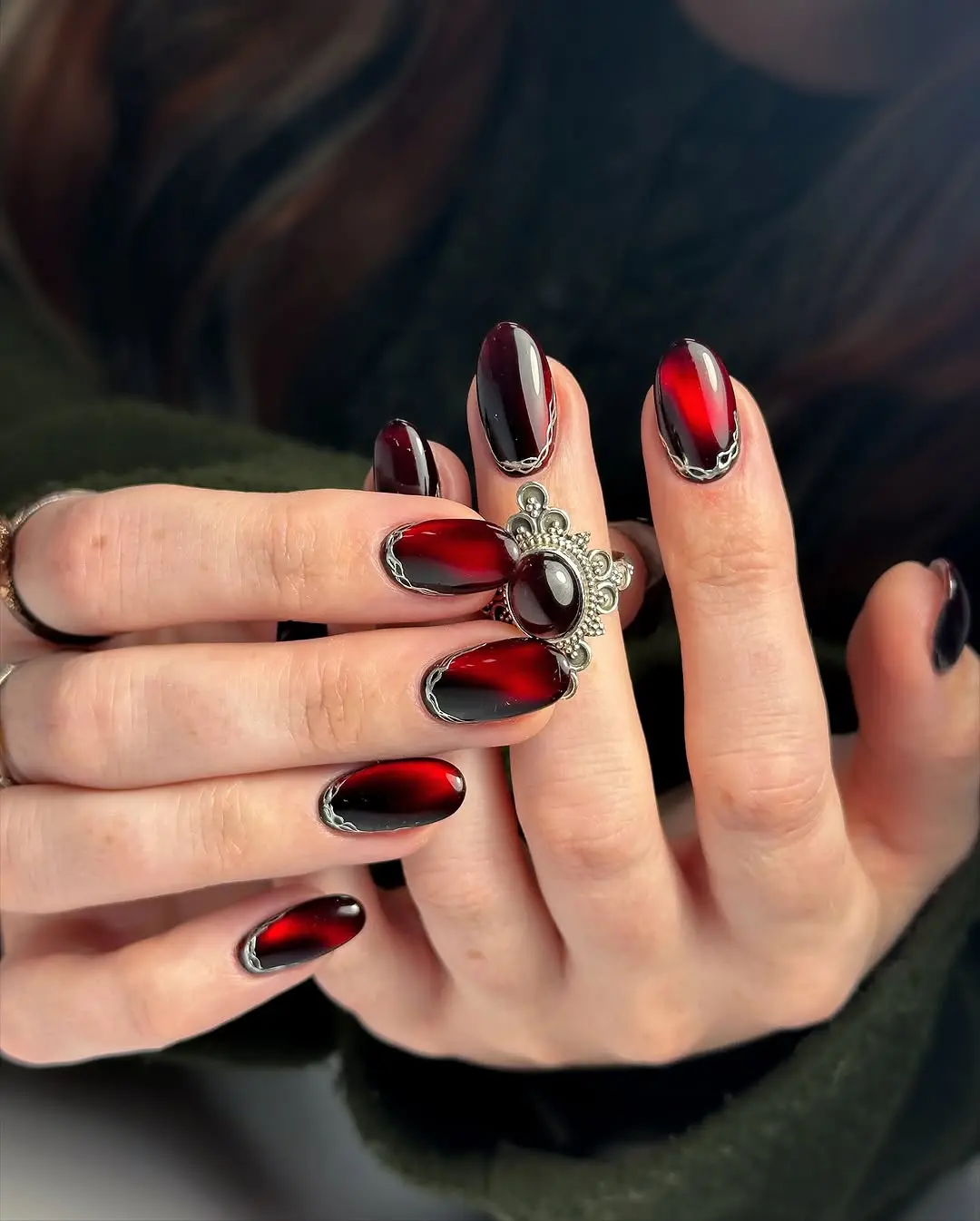 Glamorous witchy nails with dark elegance