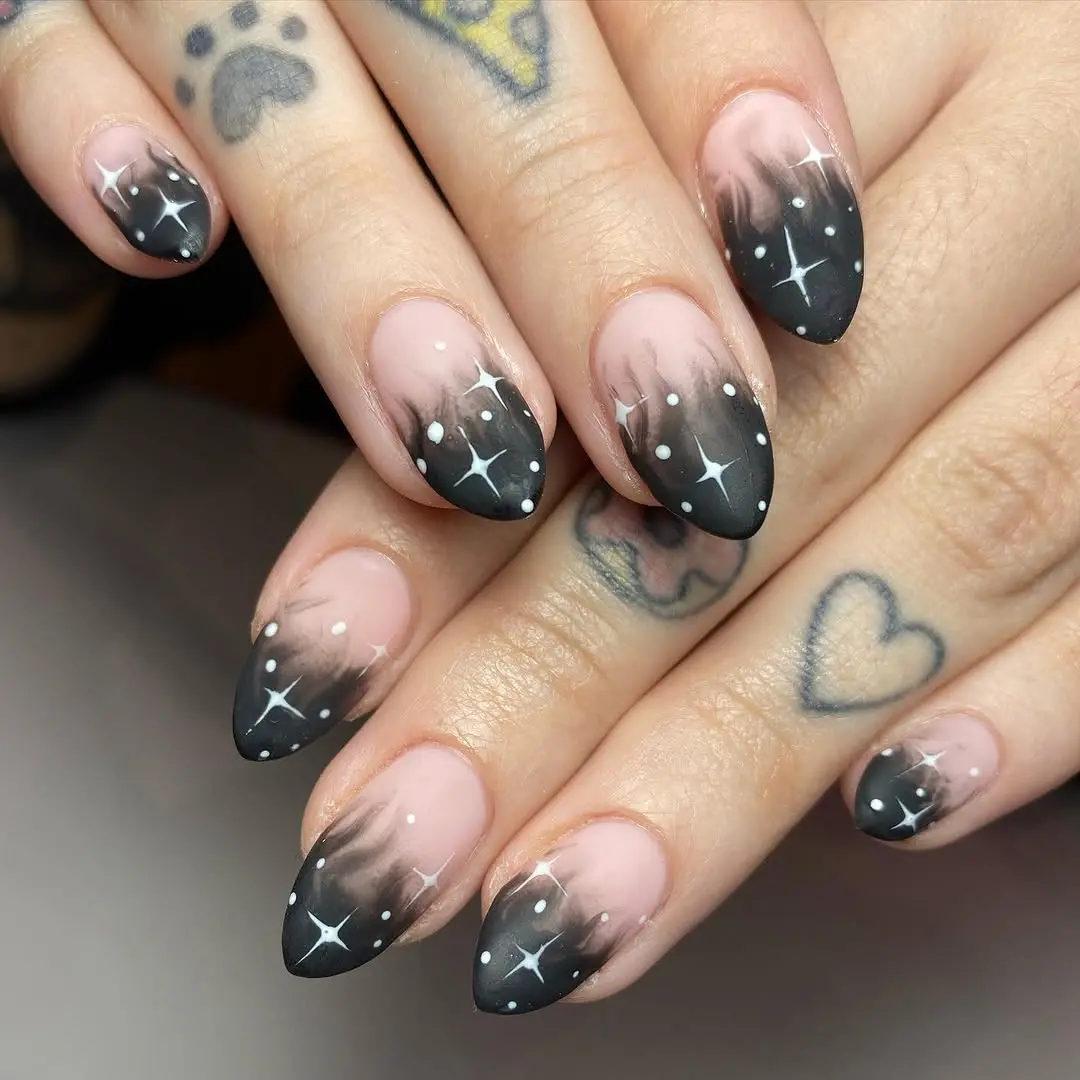 Mystical ombre nails with celestial accents