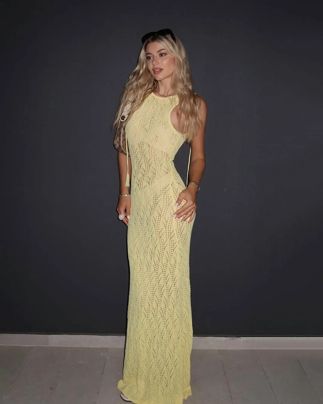 Chic and Breezy Yellow Knit Dress