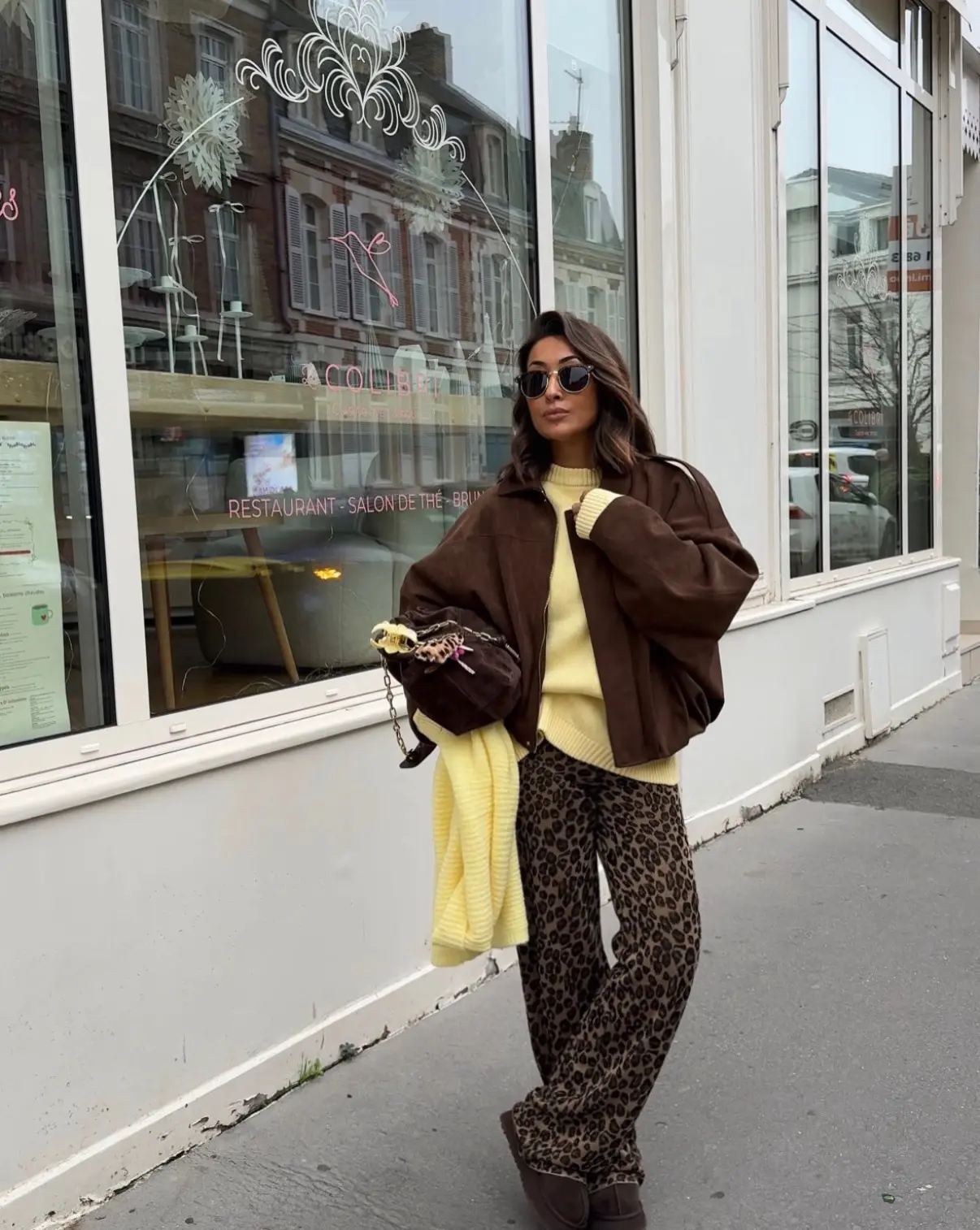 Chic Yellow and Brown Street Style Ensemble