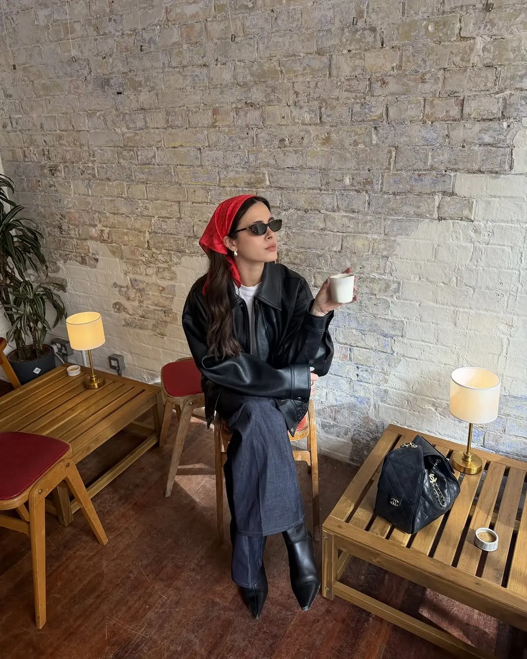 Chic 90s Style with Leather and Bandana