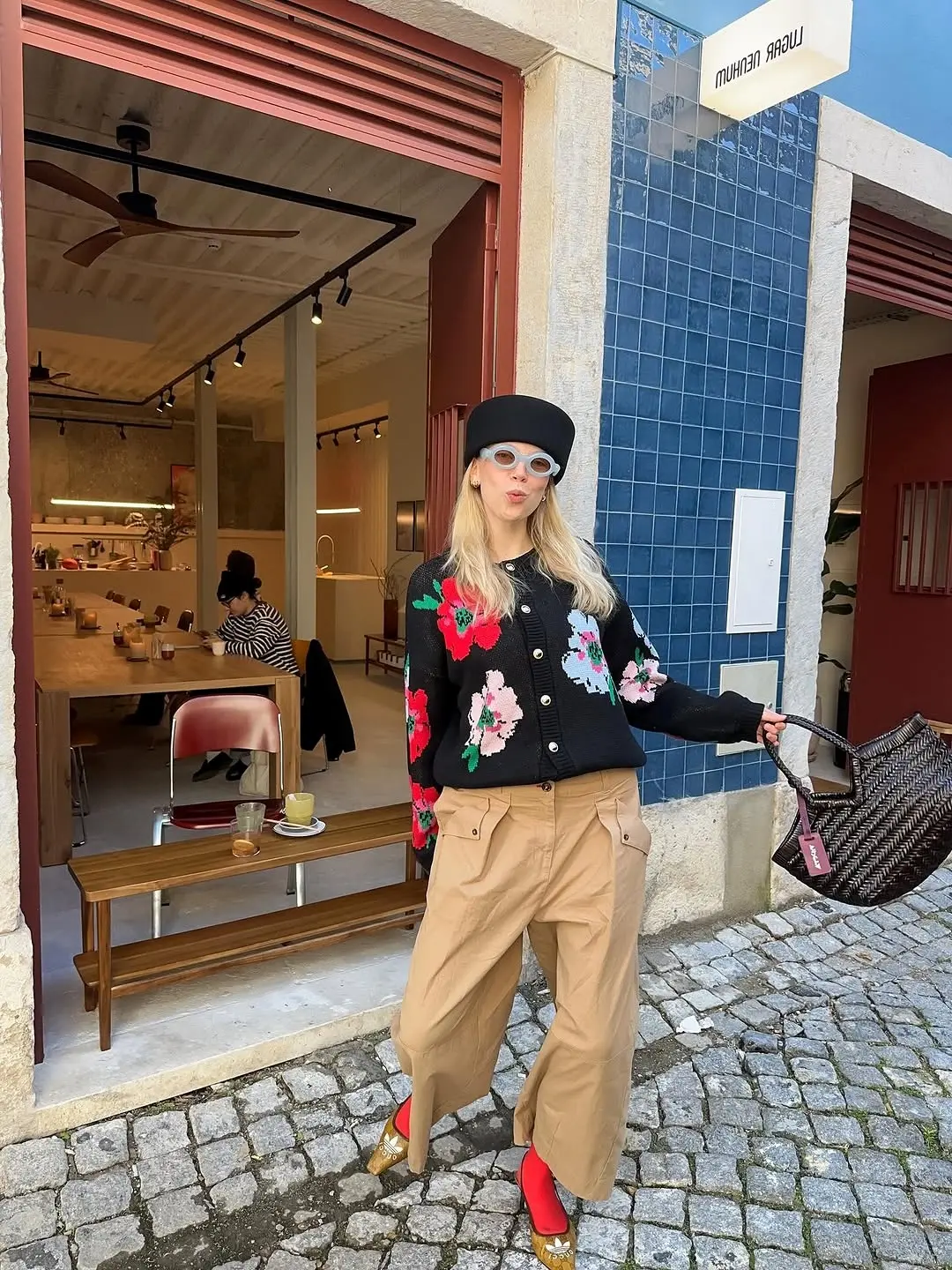 Chic Urban Brunch Outfit with Floral Touch